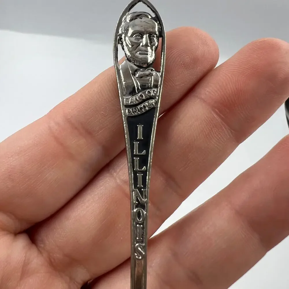 Vintage Souvenir‎ Decorative Mini Spoons Luxenburg & Land Of Lincoln Illinois